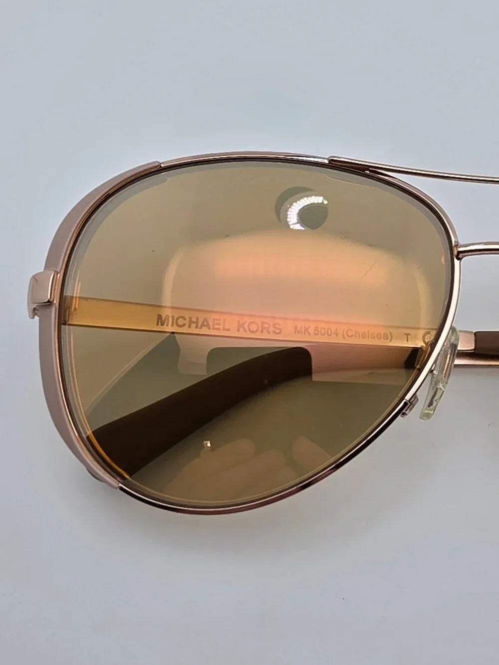 Michael Kors Chelsea MK5004 Rose Gold Taupe Rose Gold Mirror Aviator Sunglasses